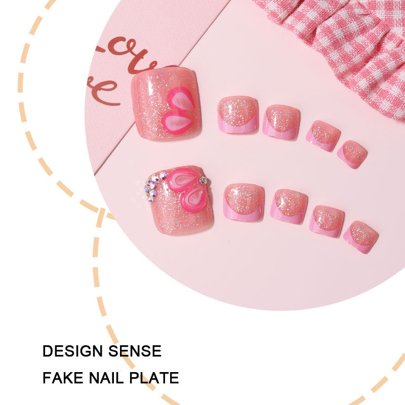 No.802 Pink Flower Toenails Patch 24pcs/Set
