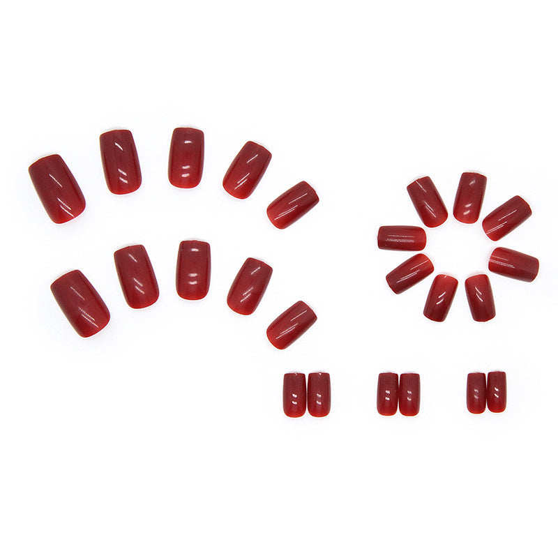 No.F53 Wine Red Fingernails Patch 24pcs/Set