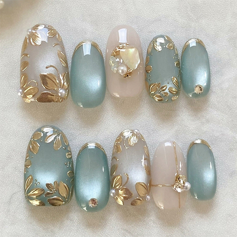 No.F607 Golden Leaves Fingernails Patch 30pcs/Set