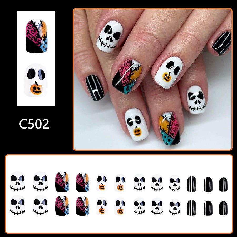 No.AW29 Halloween Cute Pumpkin Fingernails Patch 24pcs/Set