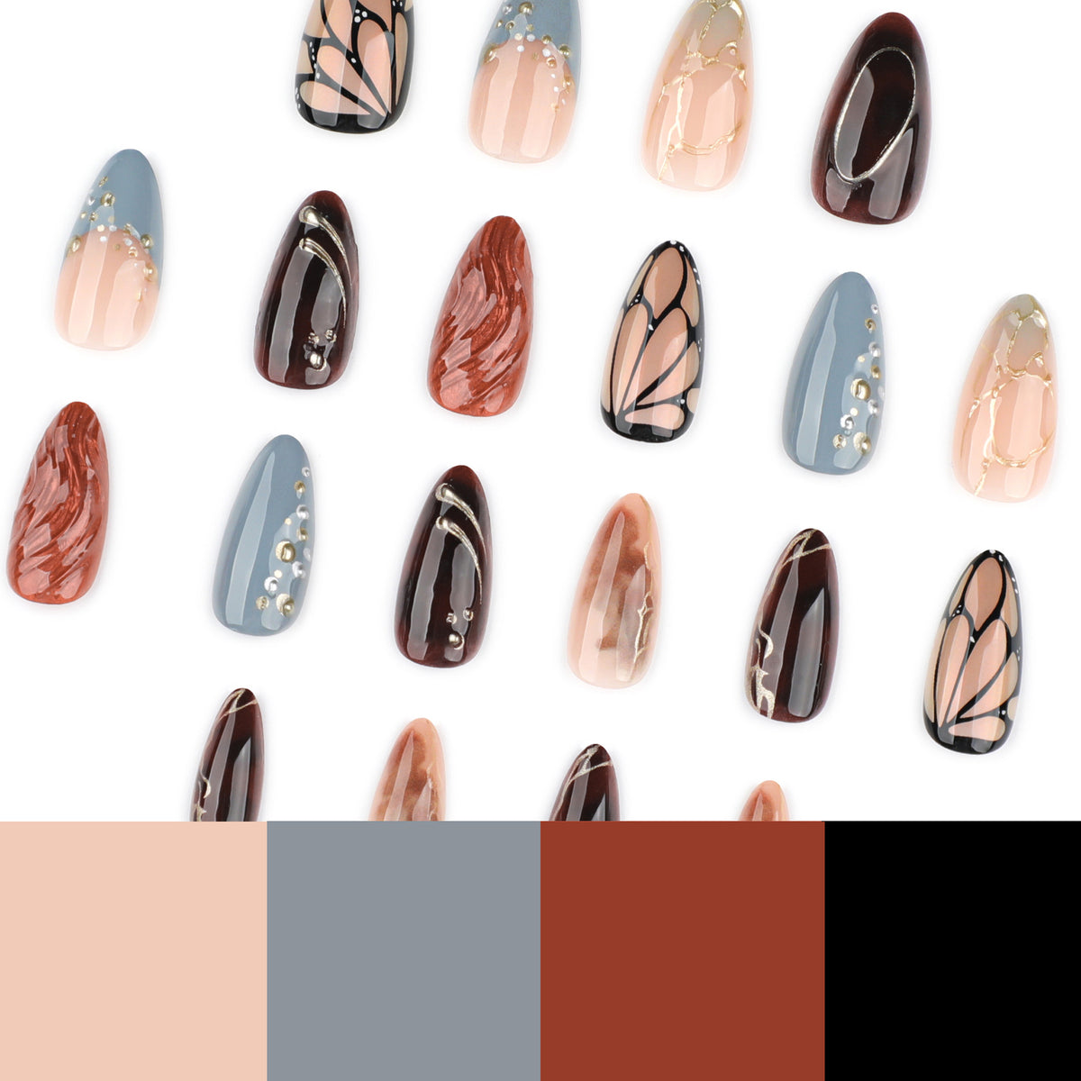 No.F576 Print Fingernails Patch 24pcs/Set