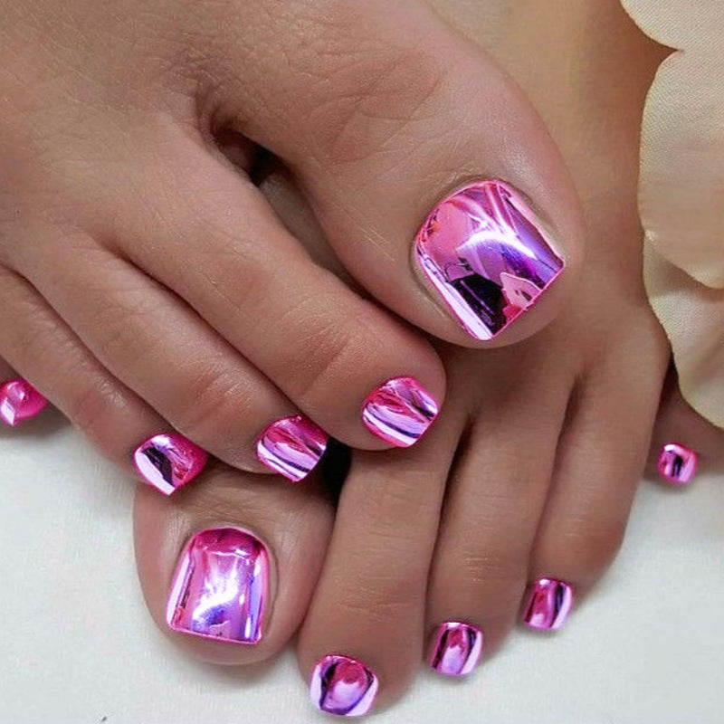 No.777 Pink Mirror Toenails Patch 24pcs/Set