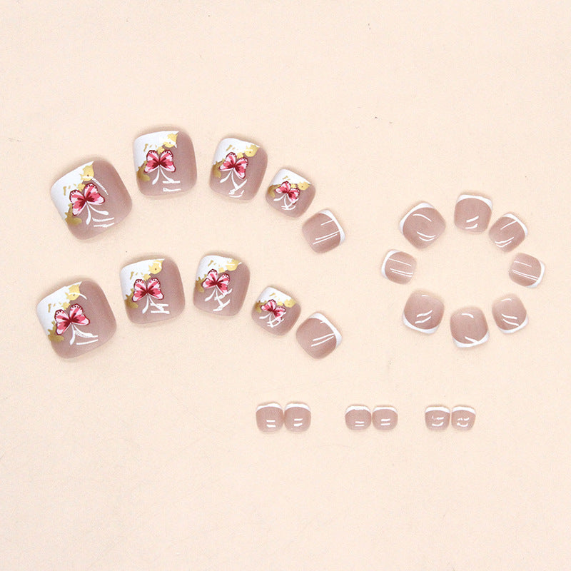 No.239 Cute Pink Butterfly Toenails Patch 24pcs/Set