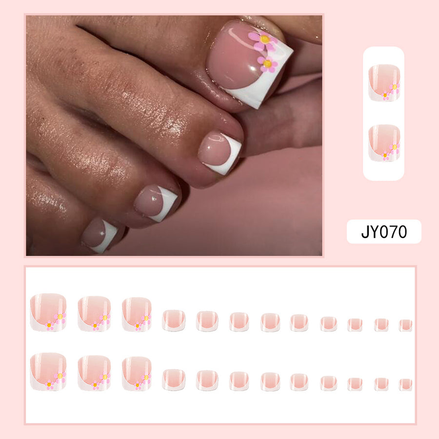 No.382 Pink Flowers Toenails Patch 24pcs/Set