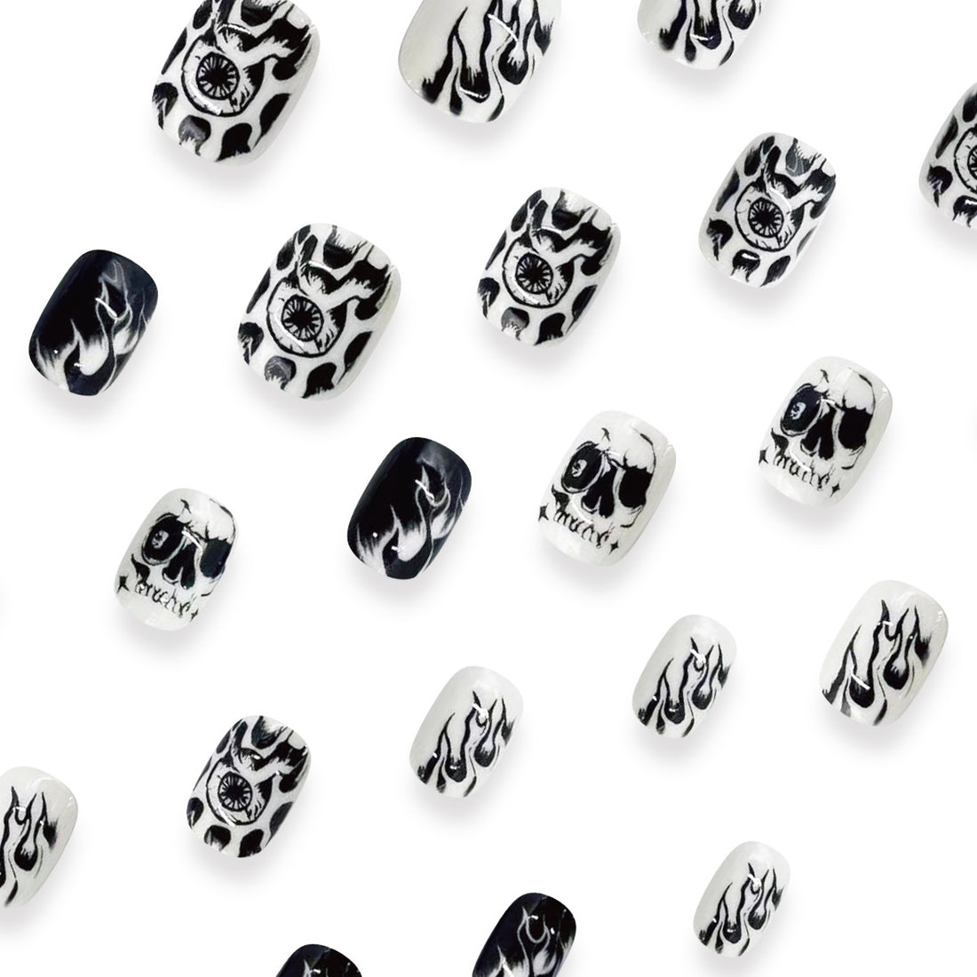 No.AW107 Halloween Black&White Fingernails Patch 24pcs/Set