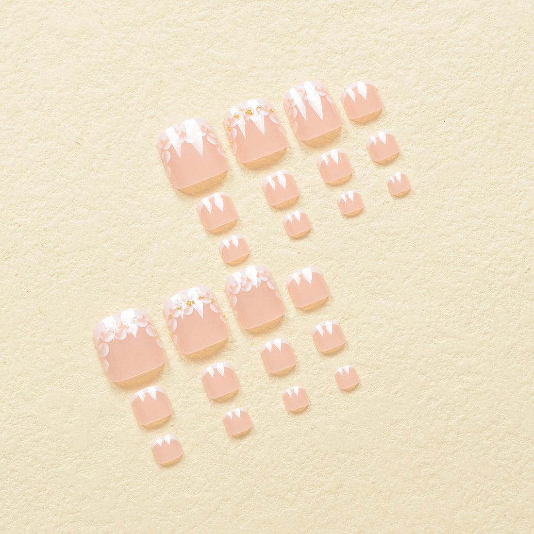 No.308 White Petals Toenails Patch 24pcs/Set