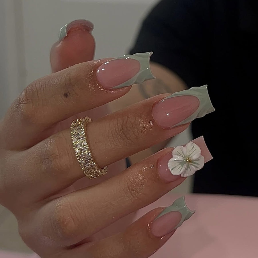 No.F496 Flower Fingernails Patch 24pcs/Set