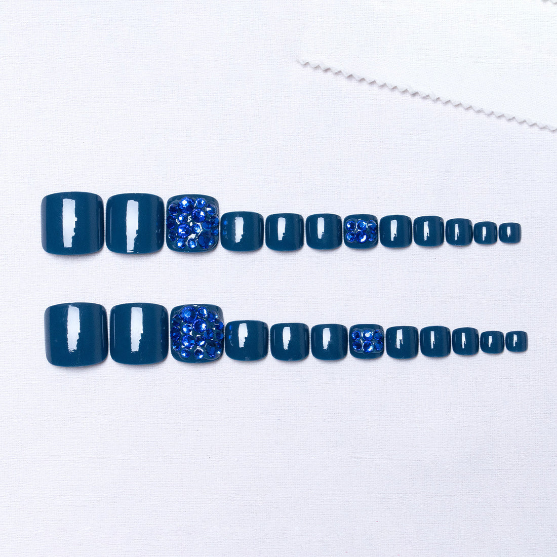 No.115 Blue Rhinestone-studded Fake Toenail 24pcs/Set