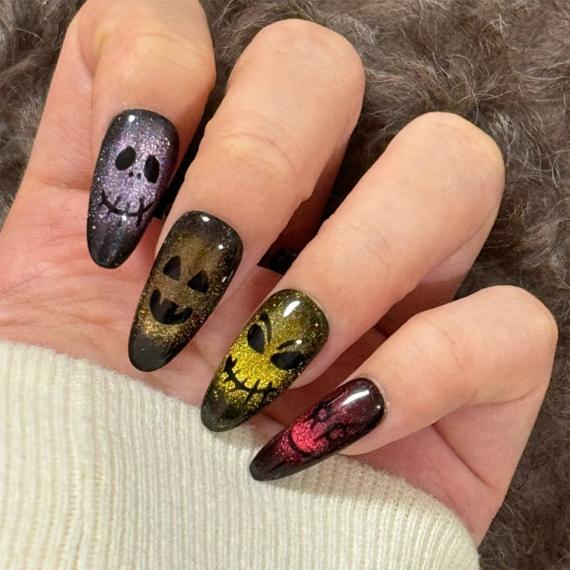 No.AW164 Halloween Color Cat's Eye Fingernails Patch 24pcs/Set