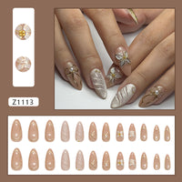 No.F523 Bow Cat's Eye Fingernails Patch 24pcs/Set