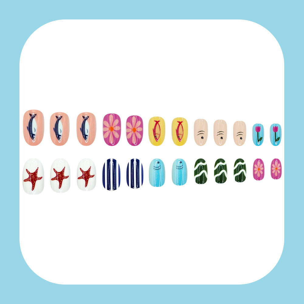 No.BH68 Flower Starfish Fingernails Patch 24pcs/Set