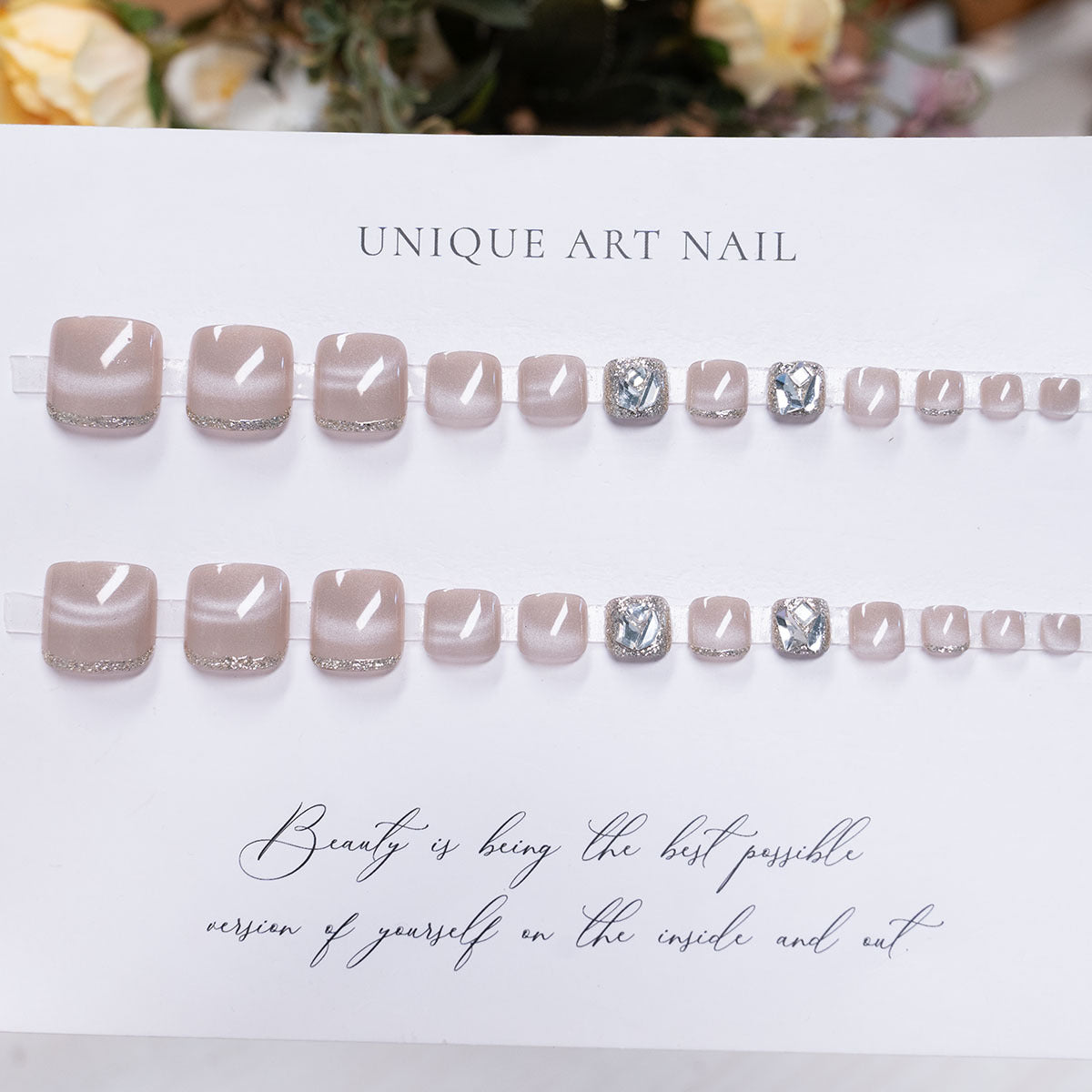 No.799 Pink Cat's Eye Toenails Patch 24pcs/Set