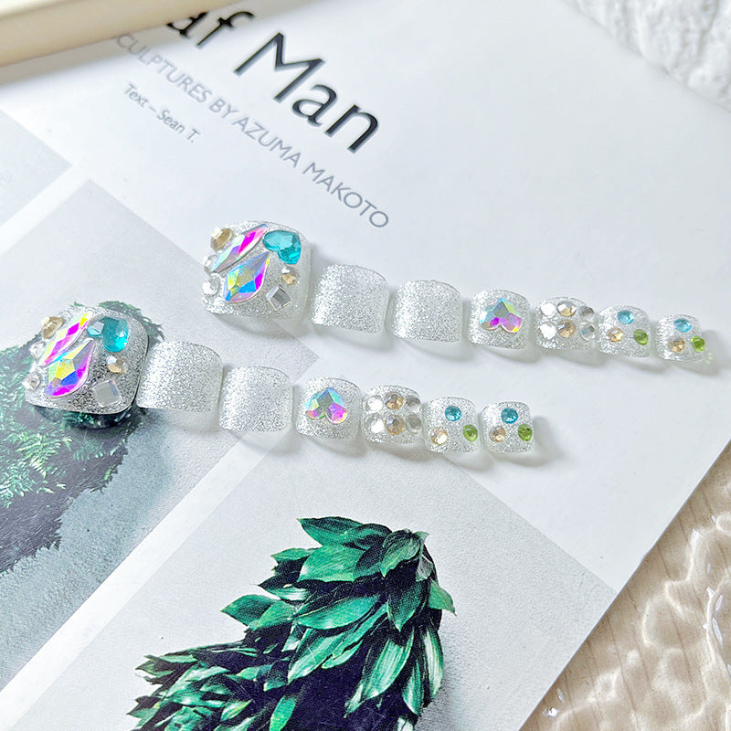 No.19 Colored Silver Glitter Sweet Press onToenail Patch 24pcs/Set