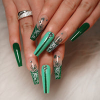 No.F202 Green Fingernails Patch 24pcs/Set