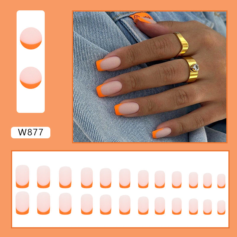 No.F36 Orange Frosted Fingernails Patch 24pcs/Set