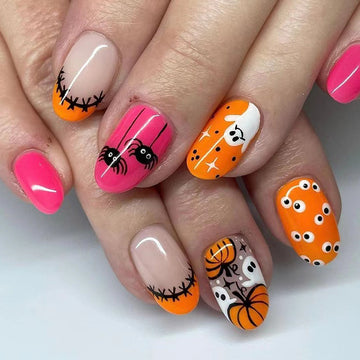 No.AW39 Halloween Pumpkin Orange Fingernails Patch 24pcs/Set