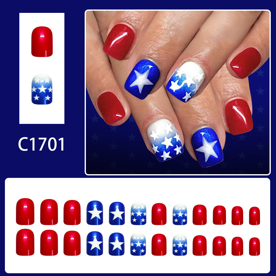 No.JNU28 Blue Gradient Fingernails Patch 24pcs/Set