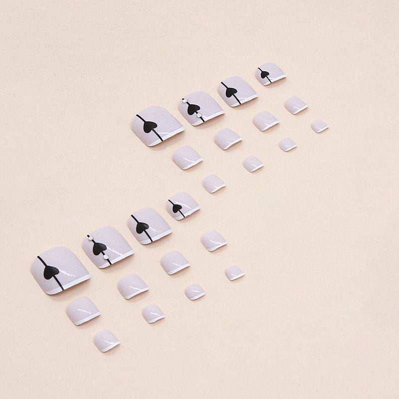 No.236 Black Love Heart Toenails Patch 24pcs/Set