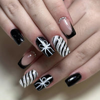 No.CM108 Christmas Black Bow Fingernails Patch 24pcs/Set