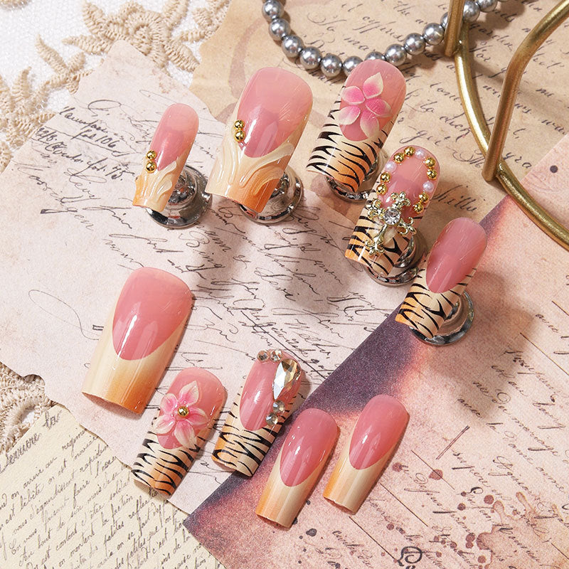 No.F710 Yellow Leopard Print Fingernails Patch 24pcs/Set