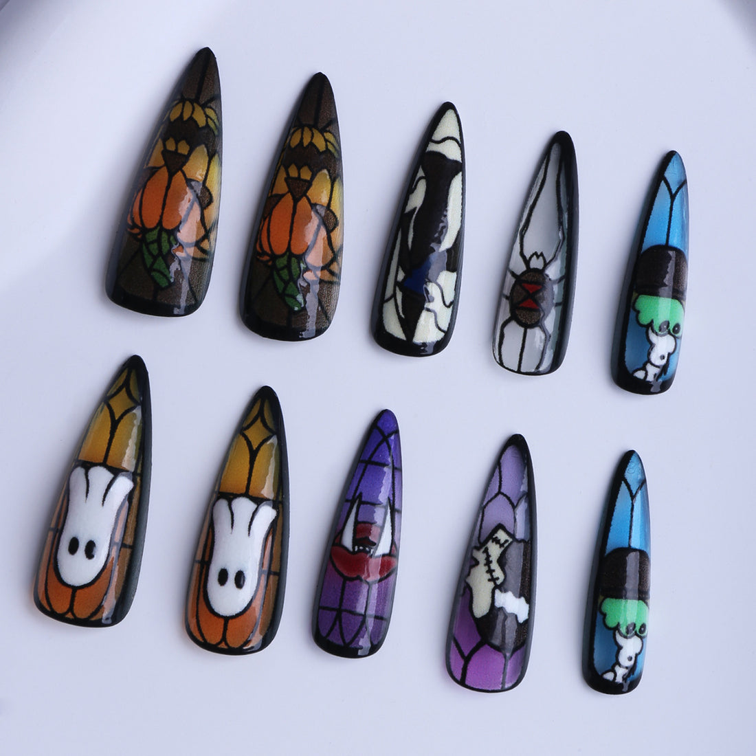 No.AW162 Halloween Pumpkin Ghost Fingernails Patch 24pcs/Set