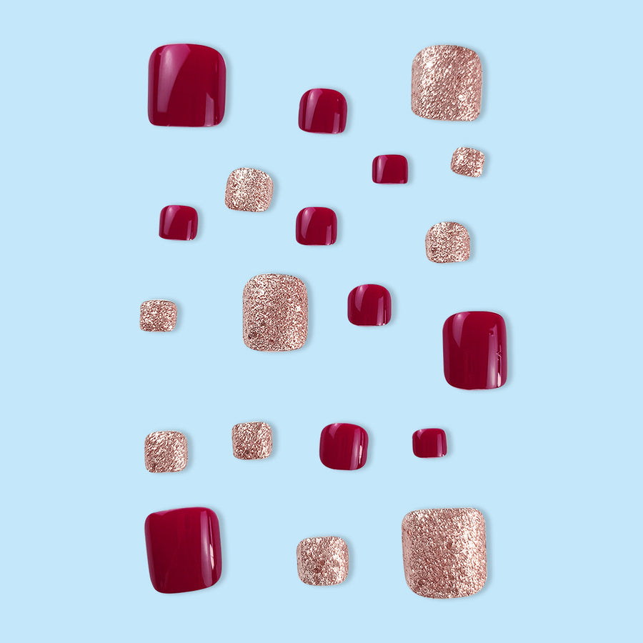 No.174 Cherry Glitter Nail Art Toenails Patch 24pcs/Set