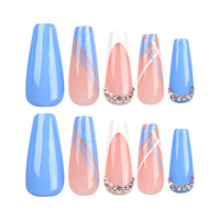 No.CM54 Christmas Blue Fingernails Patch 24pcs/Set