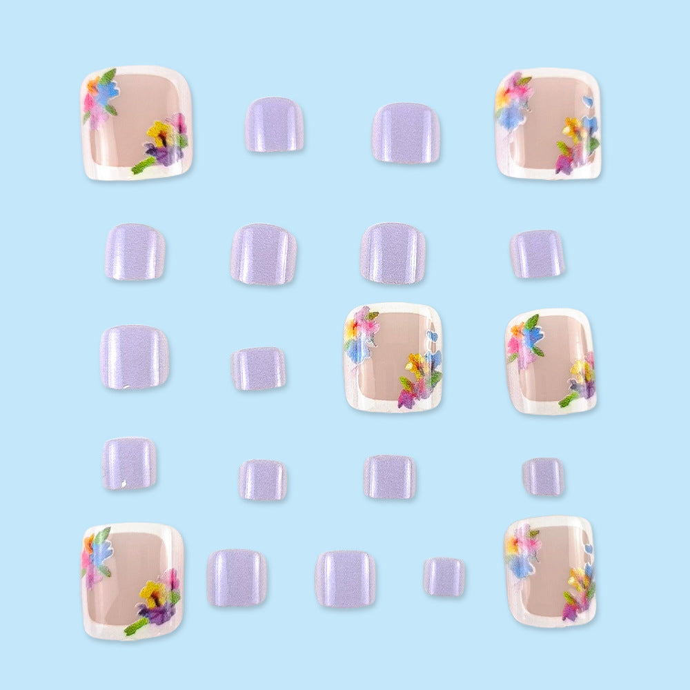 No.574 Colorful Flowers Toenails Patch 24pcs/Set