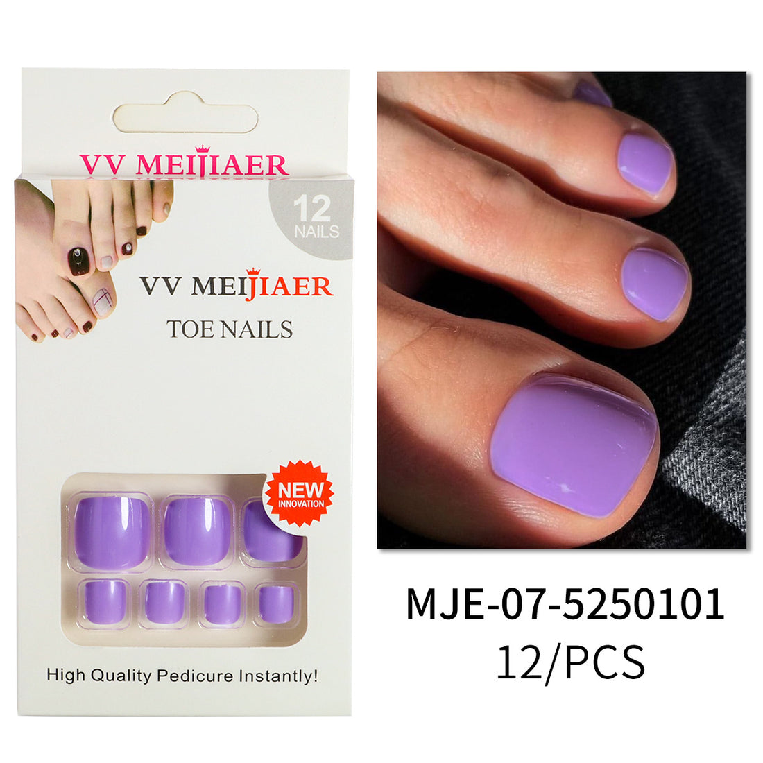 No.342 Purple Gloss Toenails Patch 24pcs/Set