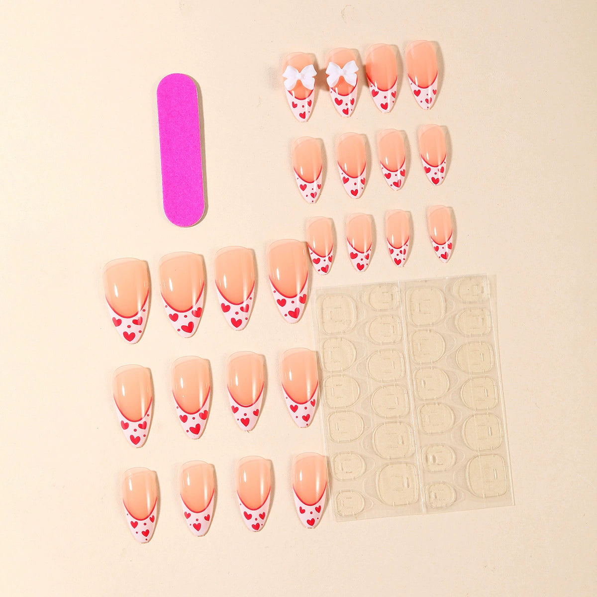 No.VN69 White Love Fingernails Patch 24pcs/Set