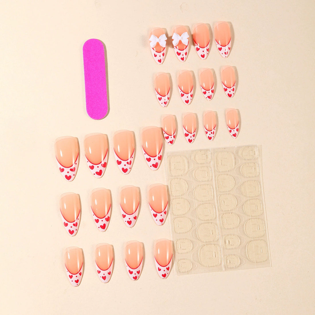 No.VN69 White Love Fingernails Patch 24pcs/Set
