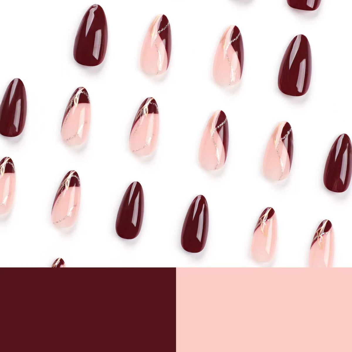 No.F676 Claret Fingernails Patch 24pcs/Set