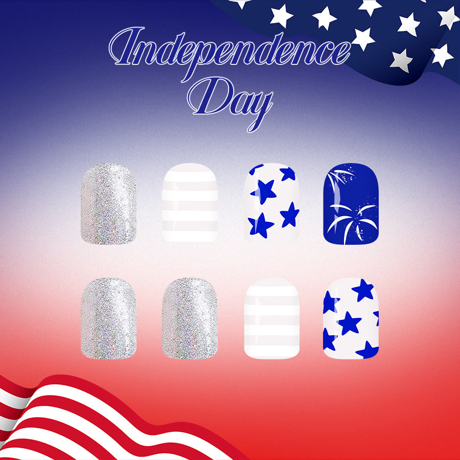 No.JNU5 Striped Glitter Fingernails Patch 24pcs/Set