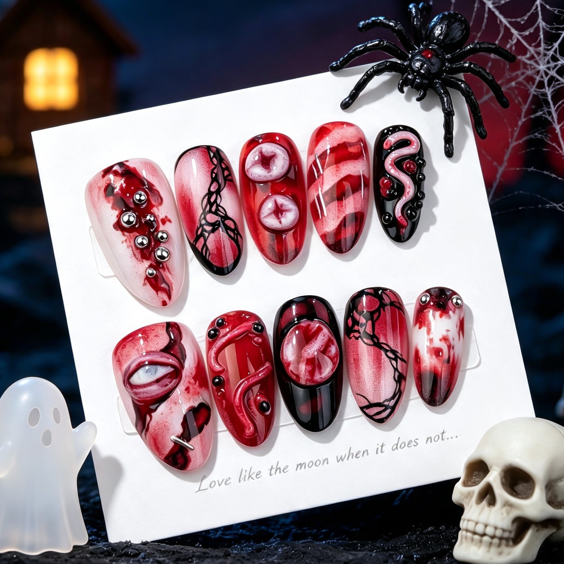 No.AW207 Dark Halloween Fingernails Patch 24pcs/Set