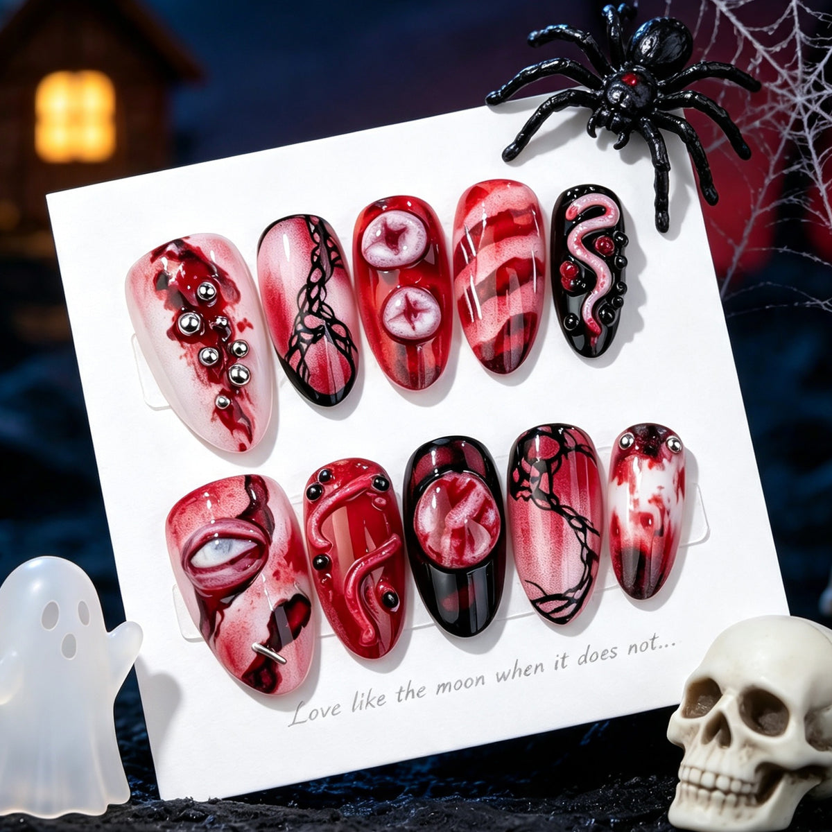 No.AW207 Dark Halloween Fingernails Patch 24pcs/Set