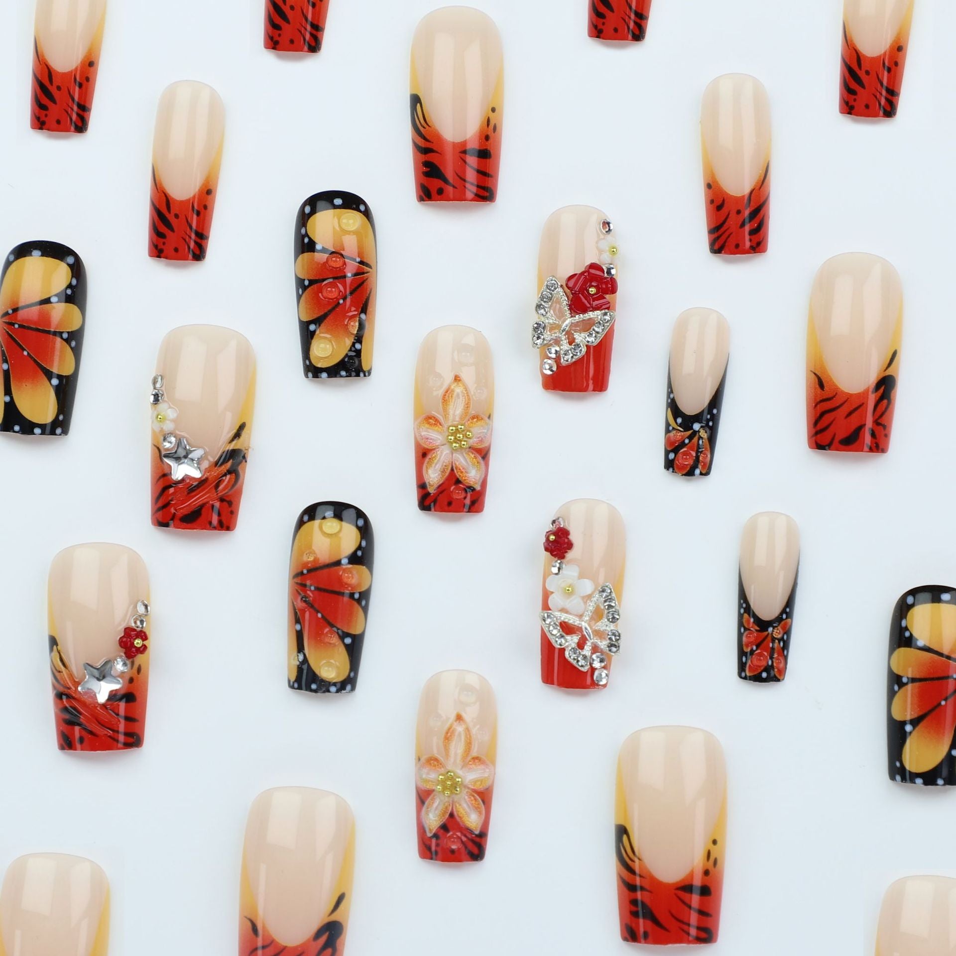 No.F480 Butterfly Sparkle Fingernails Patch 24pcs/Set
