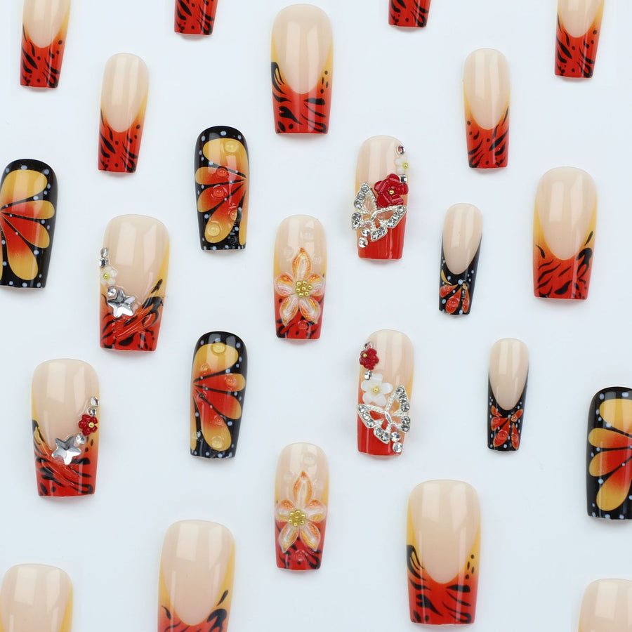 No.F480 Butterfly Sparkle Fingernails Patch 24pcs/Set