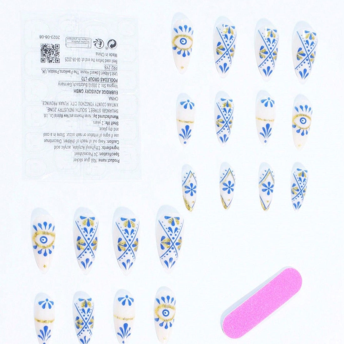 No.F226 Blue Eyes Fingernails Patch 24pcs/Set