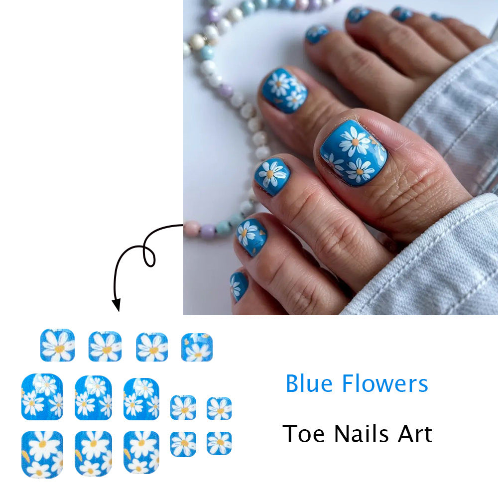 No.718 Blue Print Toenails Patch 24pcs/Set