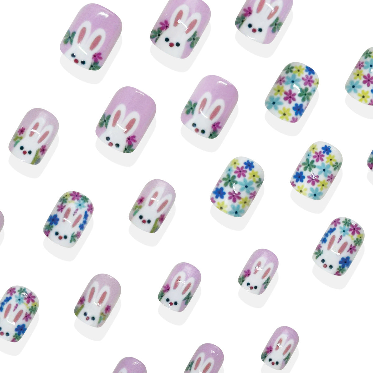 No.ET14 Colorful Flowers Fingernails Patch 24pcs/Set