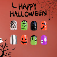 No.AW17 Halloween Short Glossy Bat Ghost Spider Fingernails Patch 24pcs/Set