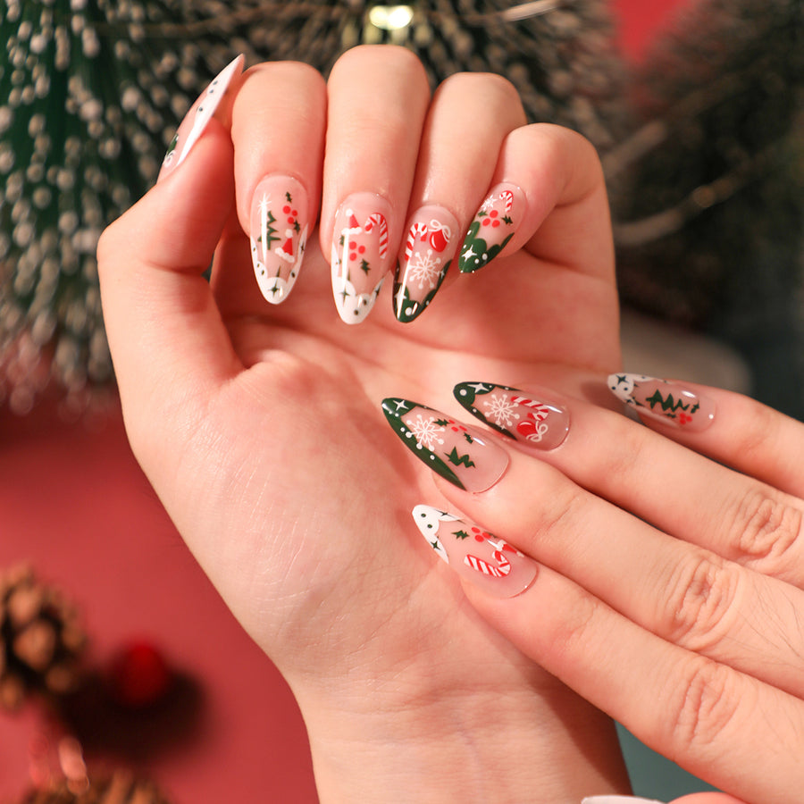 No.CM6 Christmas Snowflake Cane Fingernails Patch 24pcs/Set