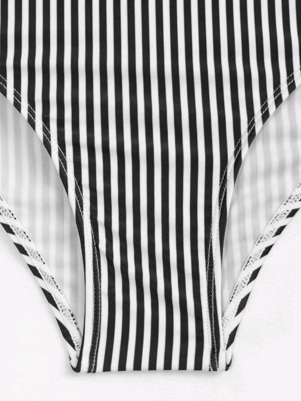 Striped Ruffle Cut Out One-piece Swimsuit