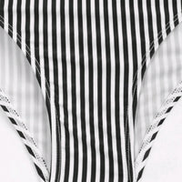 Striped Ruffle Cut Out One-piece Swimsuit