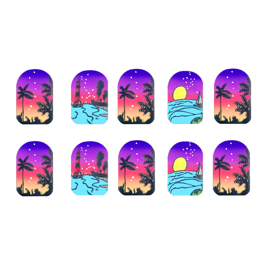 No.BH10 Beach Blue Fingernails Patch 24pcs/Set