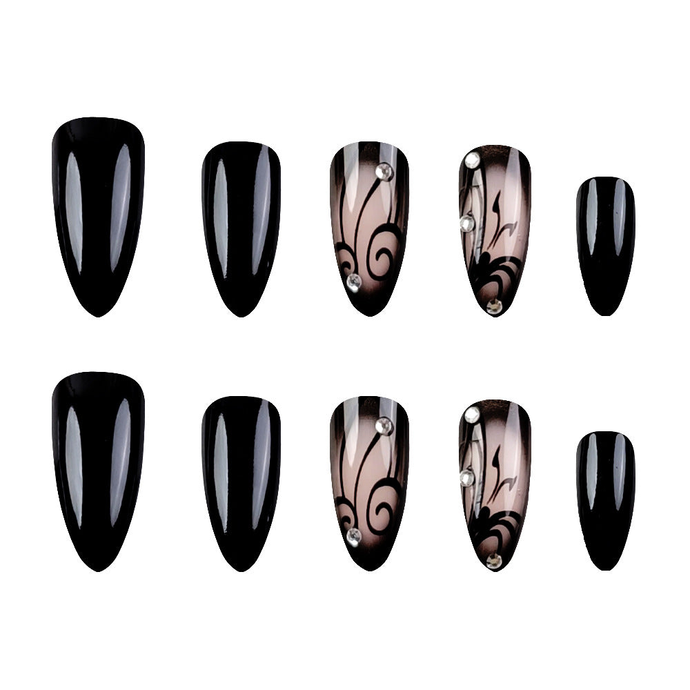 No.F724 Black Fingernails Patch 24pcs/Set