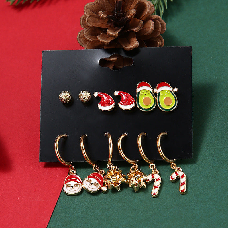 No.JR12 6 pairs/set Christmas Earrings Set