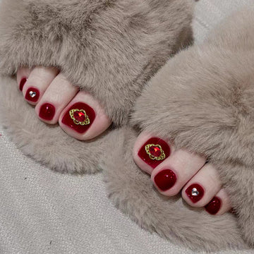 No.604 Red Love Toenails Patch 24pcs/Set