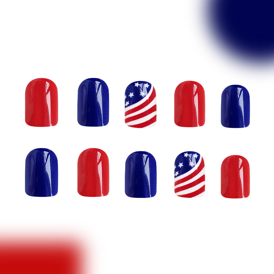 No.JNU34 Blue Stripe Fingernails Patch 24pcs/Set
