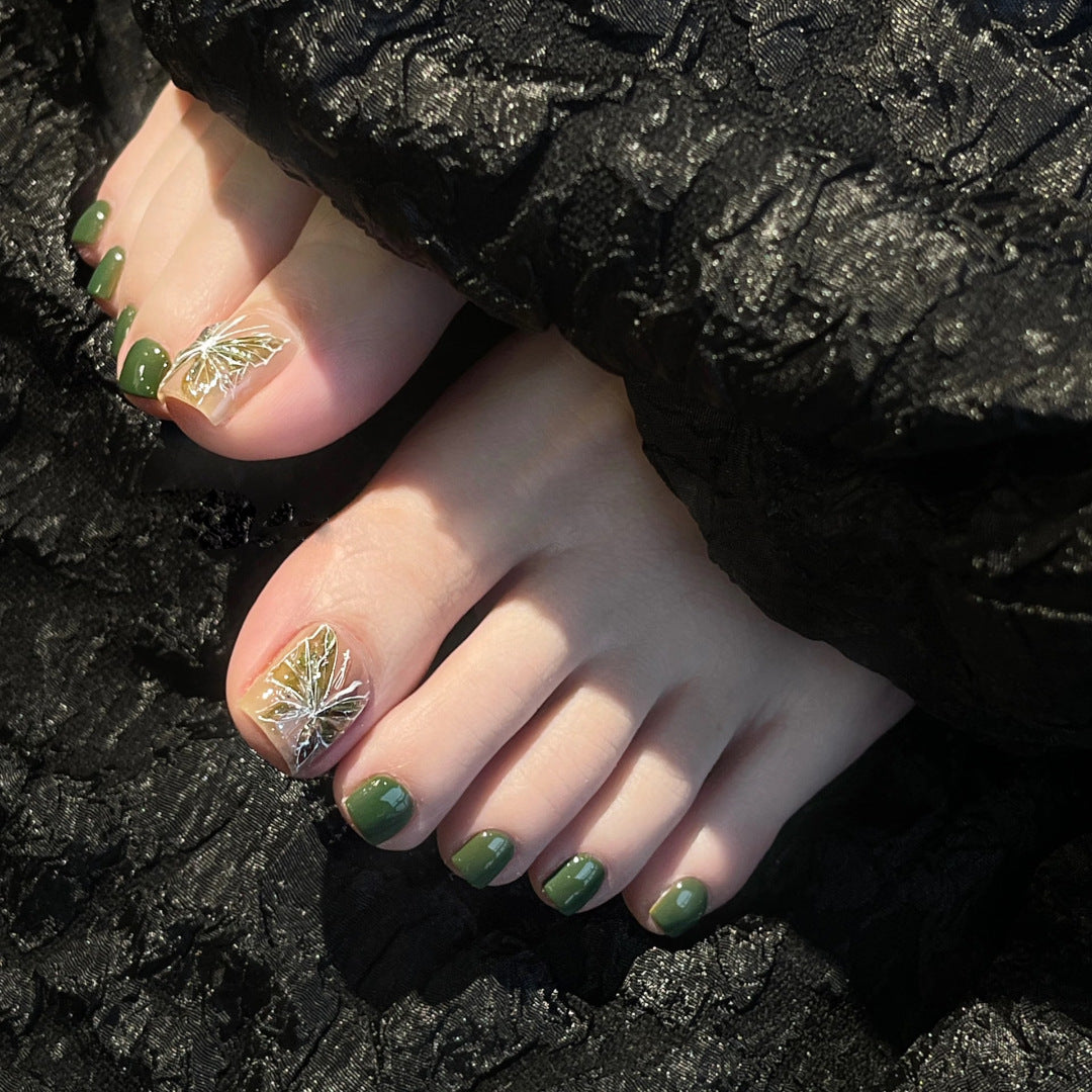 No.668 Green Butterfly Toenails Patch 24pcs/Set